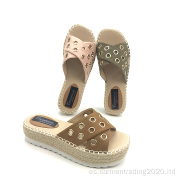 Sandalias de plataforma de zapatillas de deslizamiento de los pies de altura de los pies de la mujer